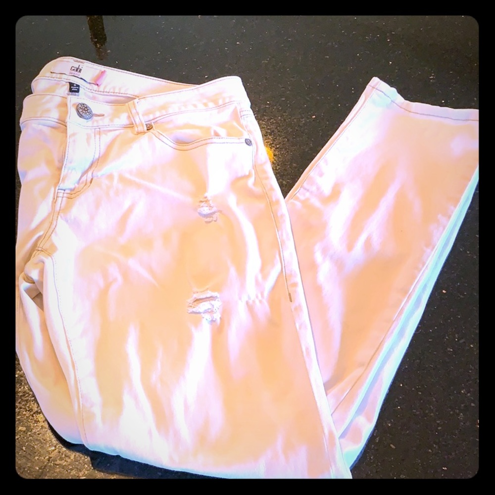 CAbi white distressed slim boyfriend jeans